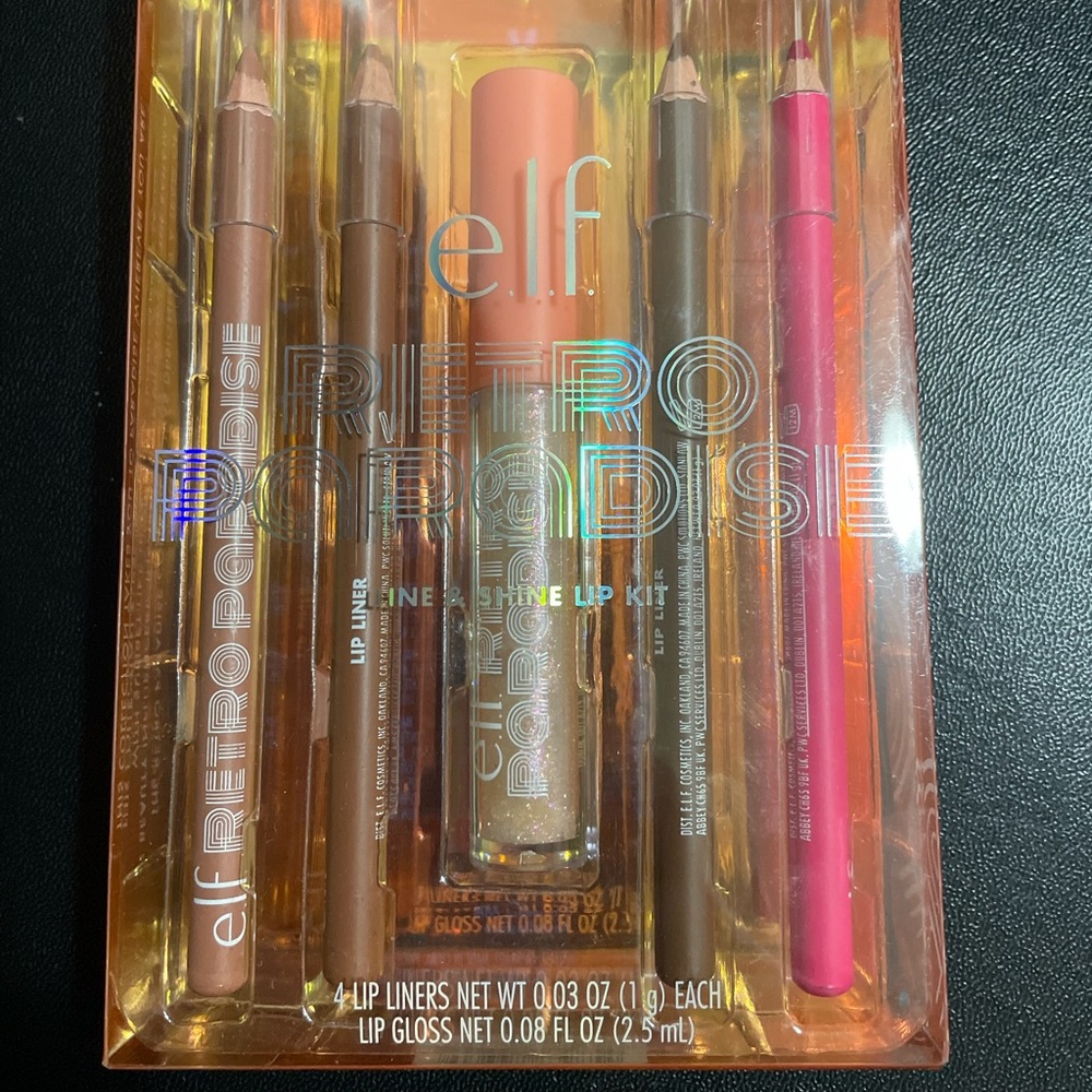 elf retro paradise line and shine lip kit